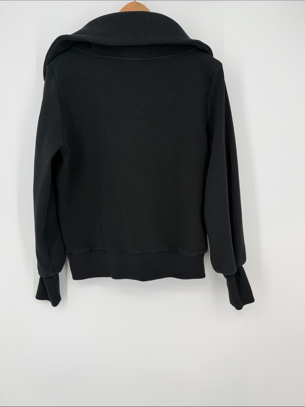 Varley Black Ribbed Funnel-Neck Sweatshirt Size X Small - Picture 5 of 7